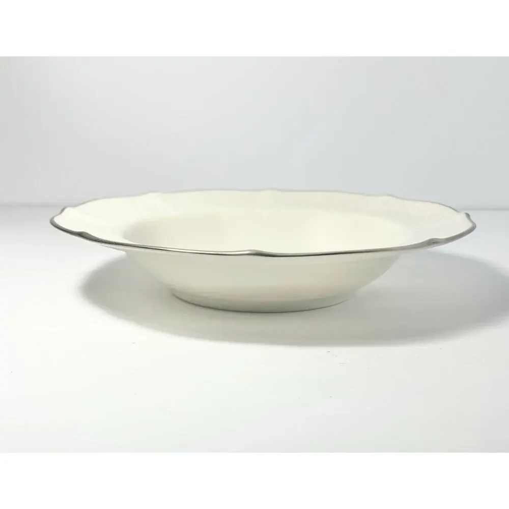 Noritake “Chandon, Platinum” Set of 6 Bone China Rim Soup Bowls 8 1/4”